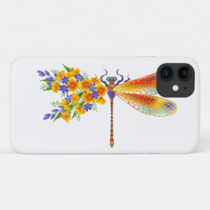 Yellow Flower Dragonfly iPhone 11 Case