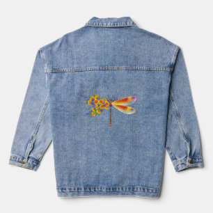 Yellow Flower Dragonfly Denim Jacket