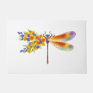 Yellow Flower Dragonfly Doormat