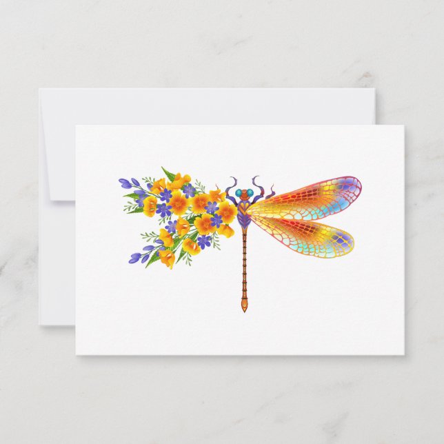 Yellow Flower Dragonfly Invitation (Front)
