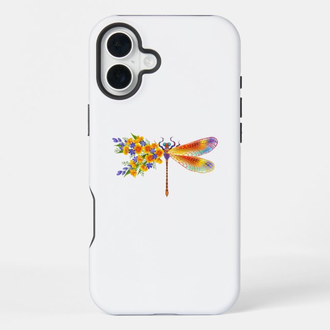 Yellow Flower Dragonfly iPhone Case (Back)