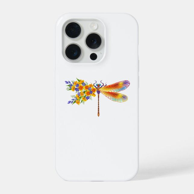 Yellow Flower Dragonfly iPhone Case (Back)