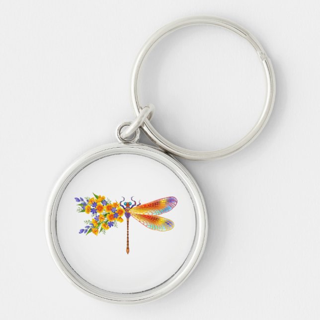 Yellow Flower Dragonfly Keychain (Front)