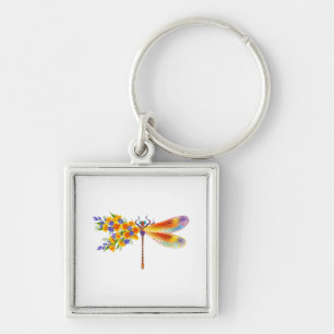 Yellow Flower Dragonfly Keychain