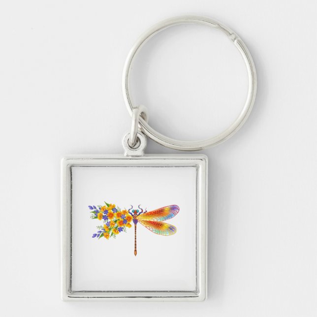 Yellow Flower Dragonfly Keychain (Front)