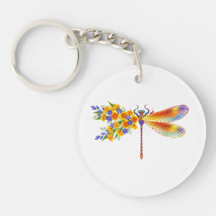 Yellow Flower Dragonfly Keychain