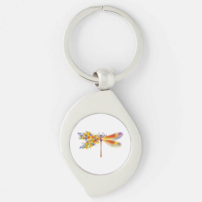 Yellow Flower Dragonfly Keychain (Front)