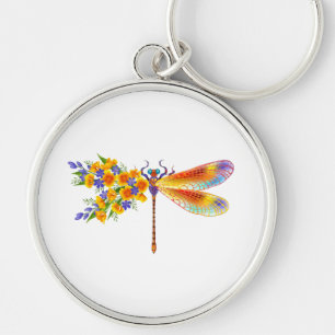 Yellow Flower Dragonfly Keychain