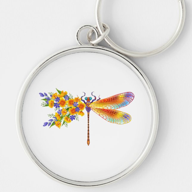 Yellow Flower Dragonfly Keychain (Front)