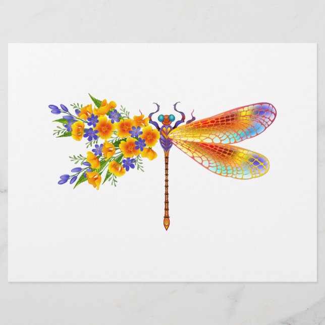 Yellow Flower Dragonfly Letterhead (Front)