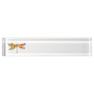 Yellow Flower Dragonfly Nameplate
