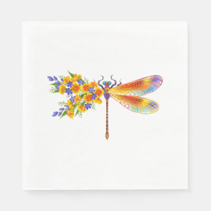 Yellow Flower Dragonfly Napkin