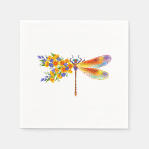 Yellow Flower Dragonfly Napkin