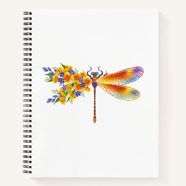 Yellow Flower Dragonfly Notebook (Front)