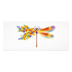 Yellow Flower Dragonfly Rack Card