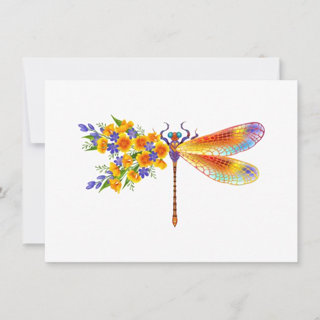 Yellow Flower Dragonfly Save The Date (Front)