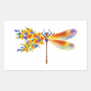 Yellow Flower Dragonfly Sticker