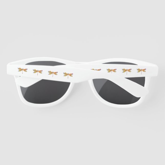 Yellow Flower Dragonfly Sunglasses (Back)
