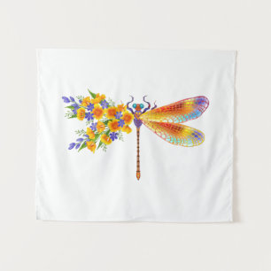 Yellow Flower Dragonfly Tapestry