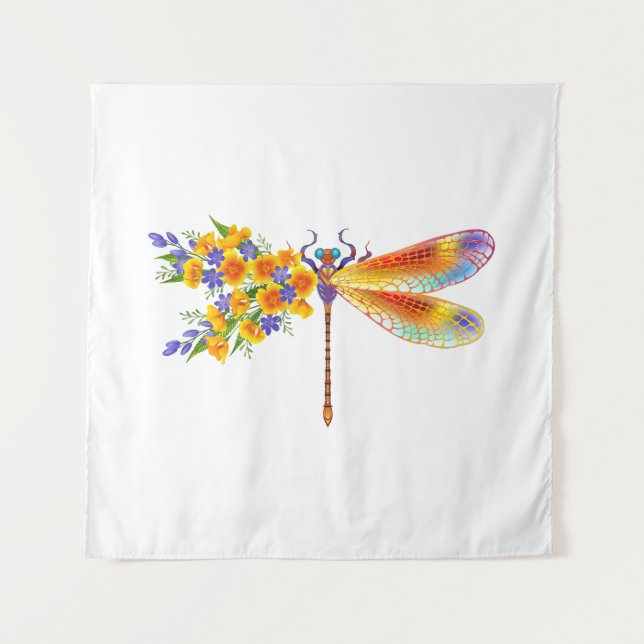 Yellow Flower Dragonfly Tapestry (Front)
