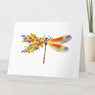 Yellow Flower Dragonfly Thank You Card