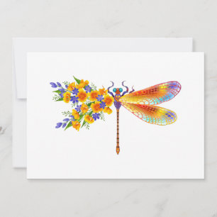 Yellow Flower Dragonfly Thank You Card