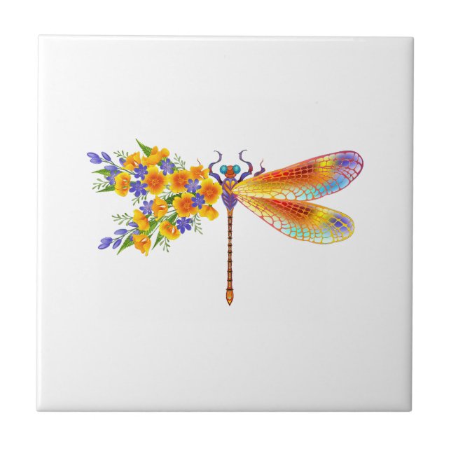 Yellow Flower Dragonfly Tile (Front)