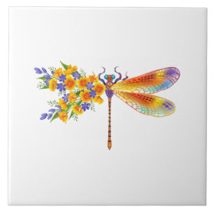 Yellow Flower Dragonfly Tile