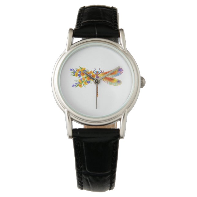 Yellow Flower Dragonfly Watch (Front)
