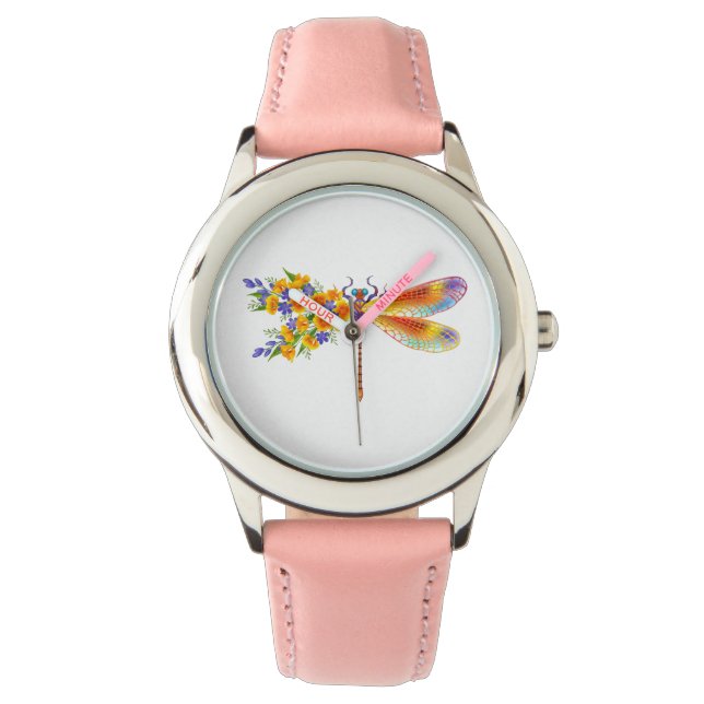 Yellow Flower Dragonfly Watch (Front)