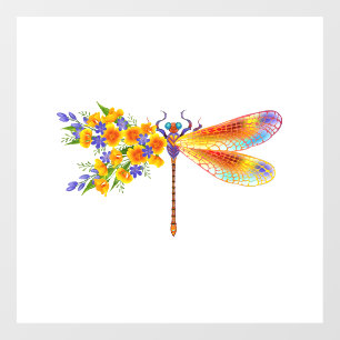 Yellow Flower Dragonfly Window Cling