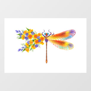 Yellow Flower Dragonfly Window Cling