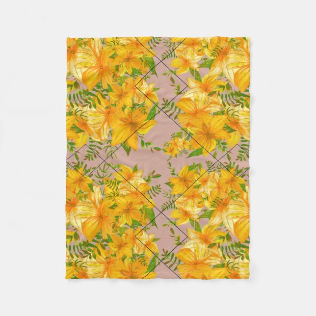 Yellow flower fleece blanket (Front)