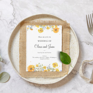Yellow flower, floral botanical nature invitation