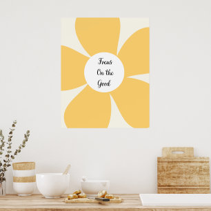 Yellow Flower Focus Quote  Wall Art