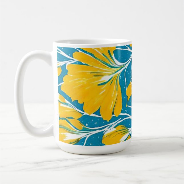 yellow flower garden coffee mug (Left)