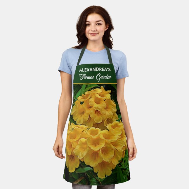 Yellow Flower Garden Tropical Floral Personalize Apron (Worn)