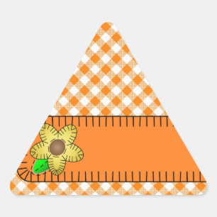 Yellow Flower  Gingham BackgroundTriangle Sticker