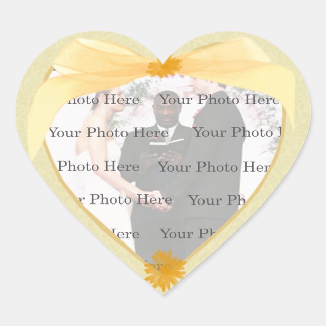 Yellow Flower Heart Photo Stickers (Front)