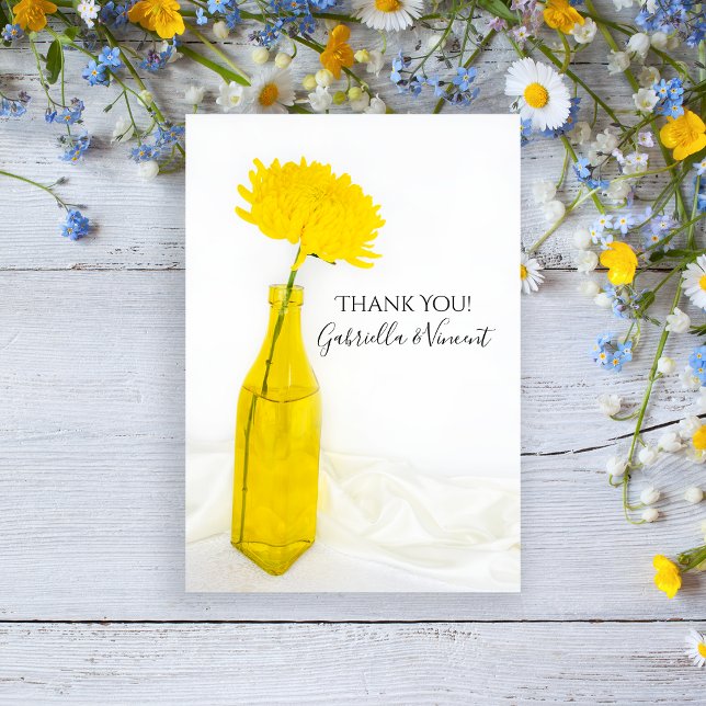 Yellow Flower in Vase Wedding Thank You Card (Creator Uploaded)