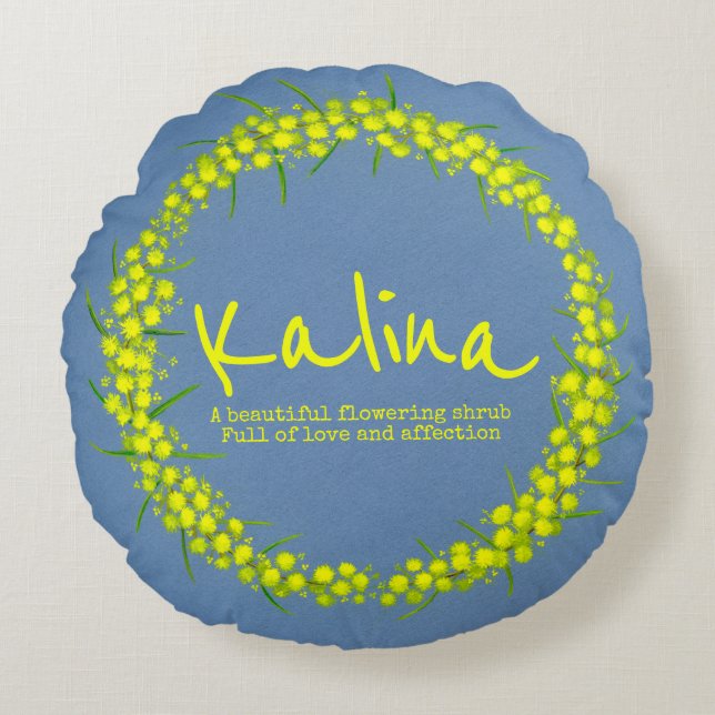 Yellow flower Kalina name meaning pillow (Front)