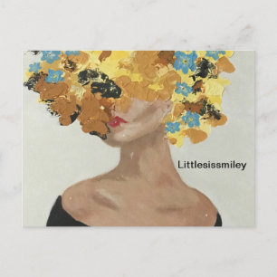 Yellow Flower Lady Postcard