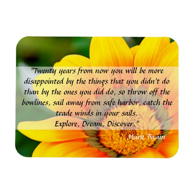 Yellow Flower Magnet with Inspirational Quote (Horizontal)
