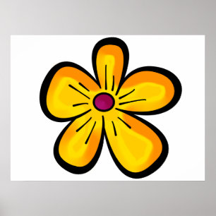 Yellow flower motif poster