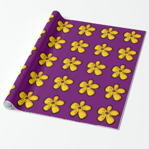 Yellow flower motif wrapping paper