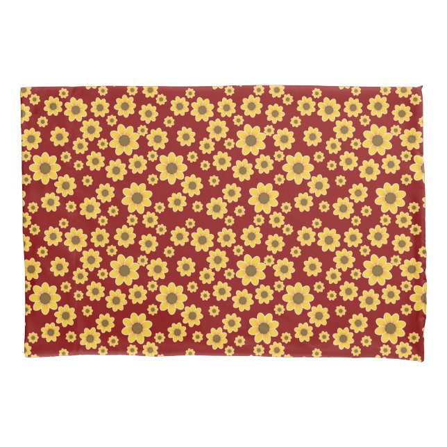 Yellow Flower Motif | Yellow Daisy Pattern Pillowcase (Front)