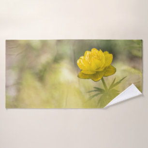 Yellow Flower Nature Photo Bath Towel