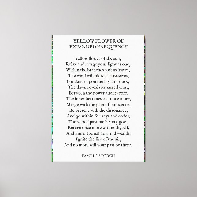 Yellow Flower of Expanded Frequency Poem Canvas Print (Front)