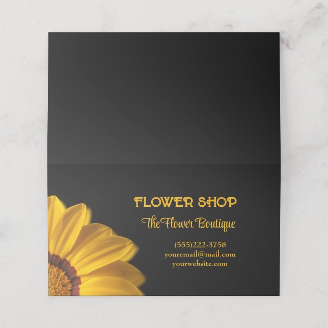 Yellow flower on  black background appointment card (Outside Unfolded)