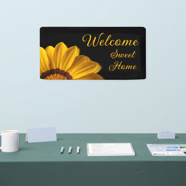 Yellow flower on  black background banner (Tradeshow)